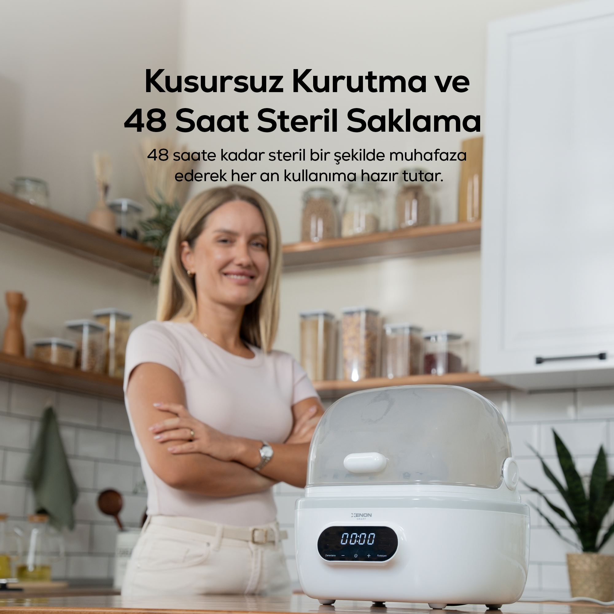 Çok Fonksiyonlu Biberon Sterilizatörü ve Kurutucu – Buharlı, Mama Isıtıcılı, Wi-Fi Akıllı Kontrol (X1001)
