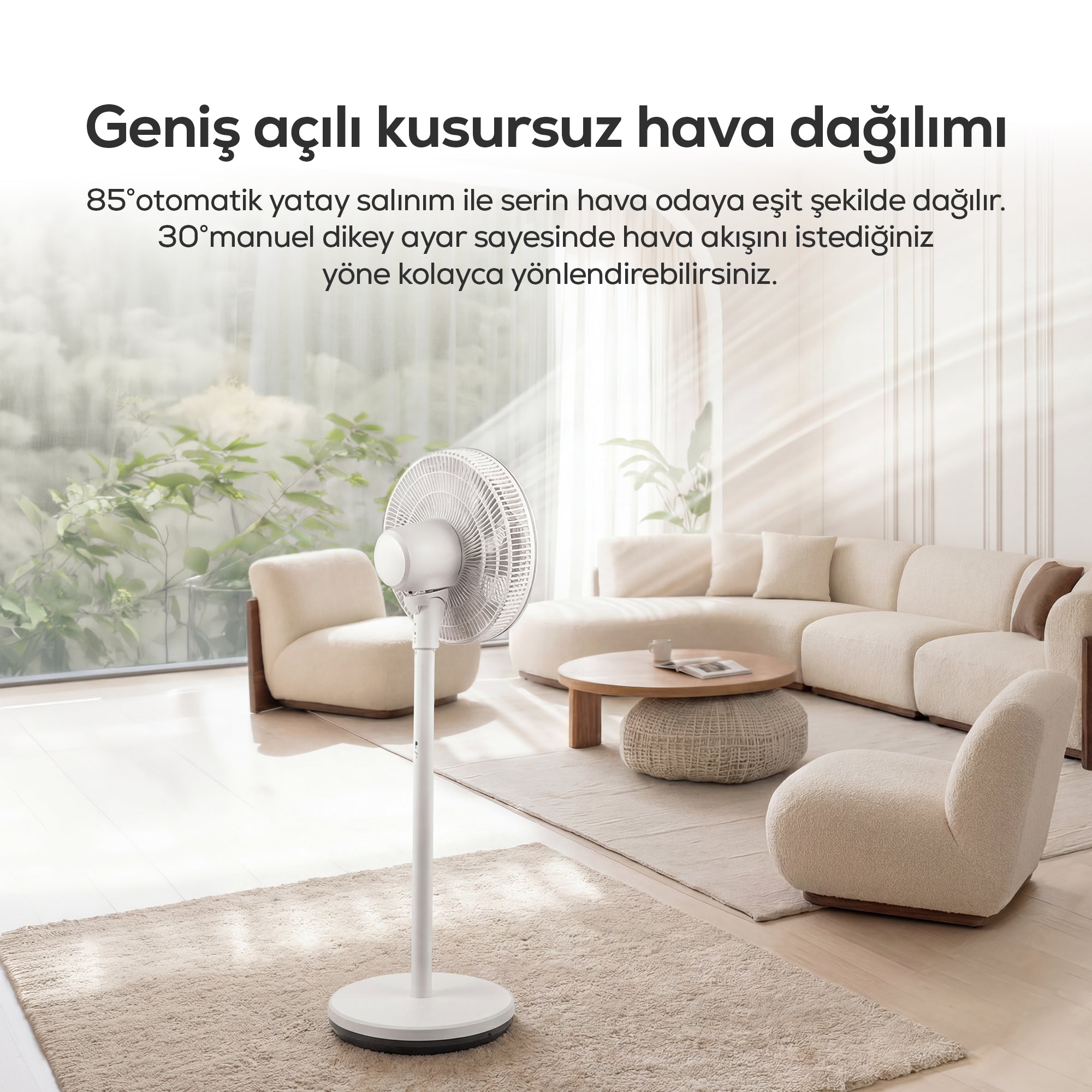 Ayaklı Vantilatör Air Lite | Akıllı, WiFi, 12 Kademe, Kumandalı, Ultra Sessiz (X7431)