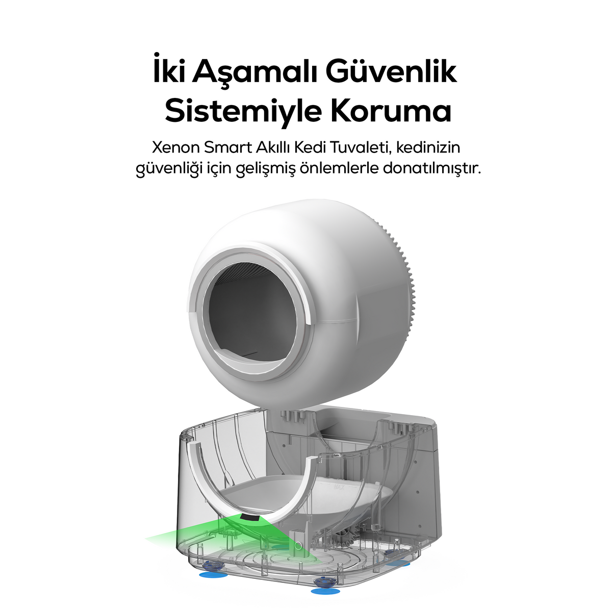 Otomatik Kedi Tuvaleti | 60L, 6L Atık Hazneli, UV, Wifi, Kilo Takibi, Akıllı Kedi Tuvaleti (X8621)