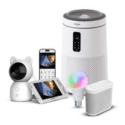 Akıllı Bebek Kamerası Hava Temizleyici (Gece Lambalı) Beyaz Gürültü Pış Pış Sesi Uyku Arkadaşı ve RGB Ampul Seti
