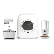 Akıllı Kedi Tuvaleti, Çelik Mama Kabı ve Akıllı Bataryalı Su Pınarı 4'lü Pet Seti