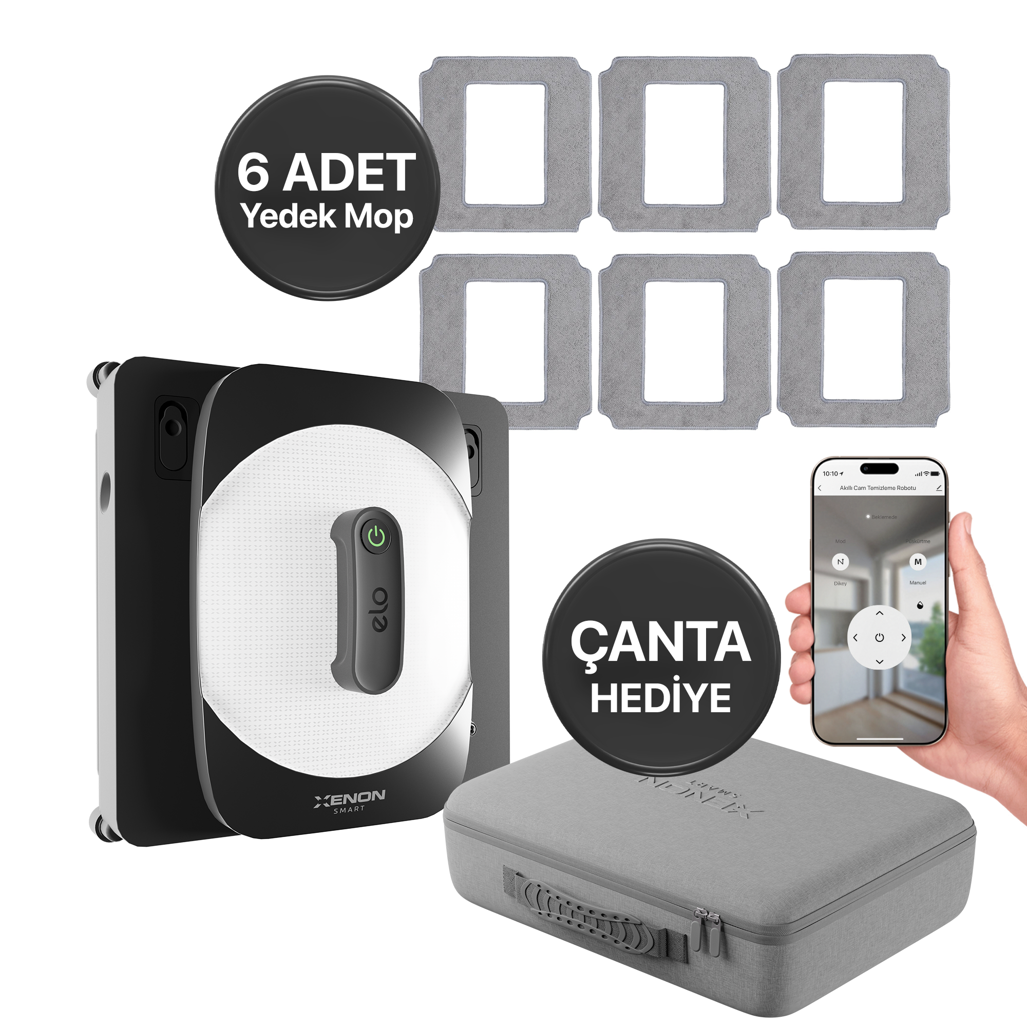 Elo Cam Temizleme Robotu ve Mop 6 Adet