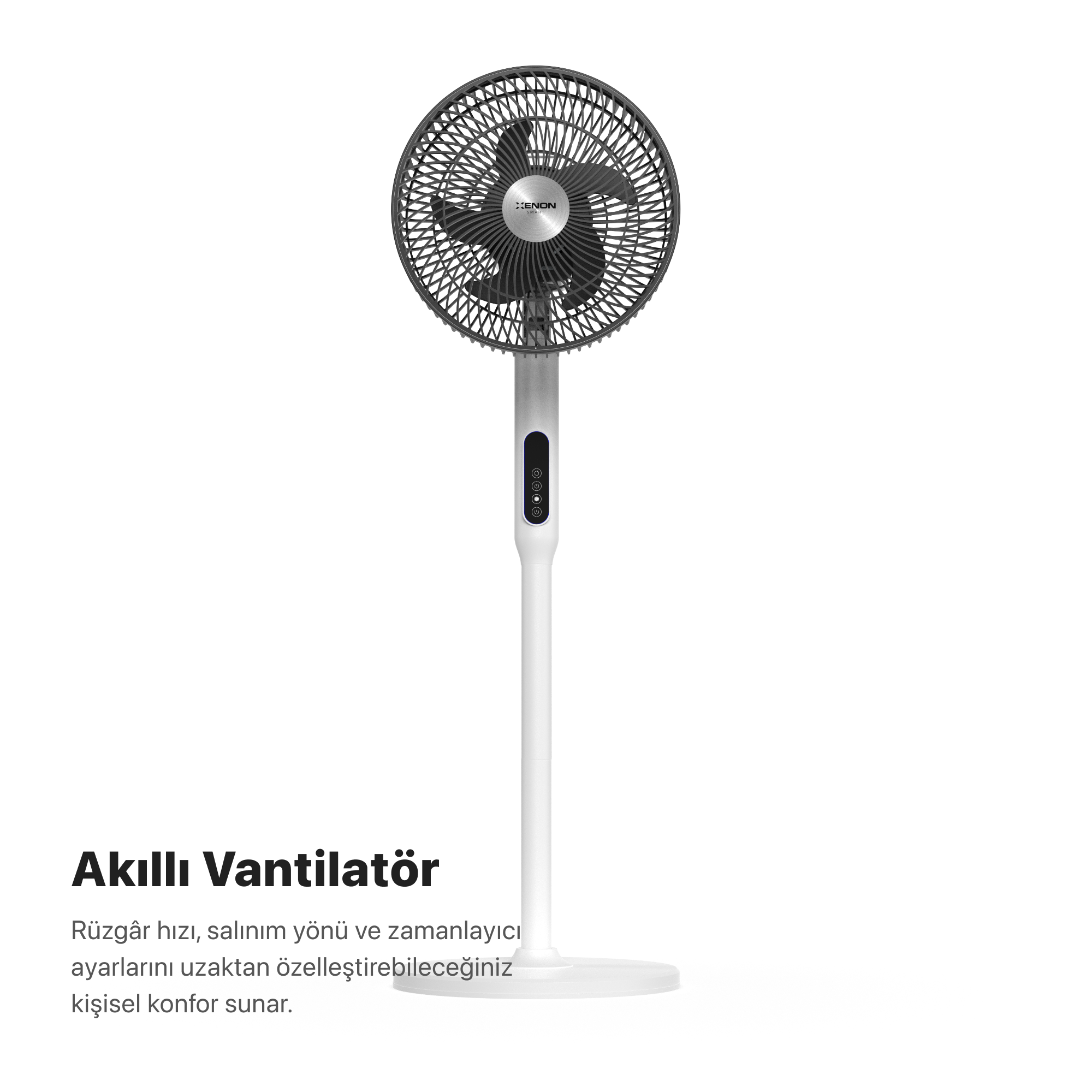 Akıllı Vantilatör | 60W, Mobil Kontrol, Wifi, Kumandalı, 3 Kademeli, Sesli, Ayaklı Vantilatör (X7430)