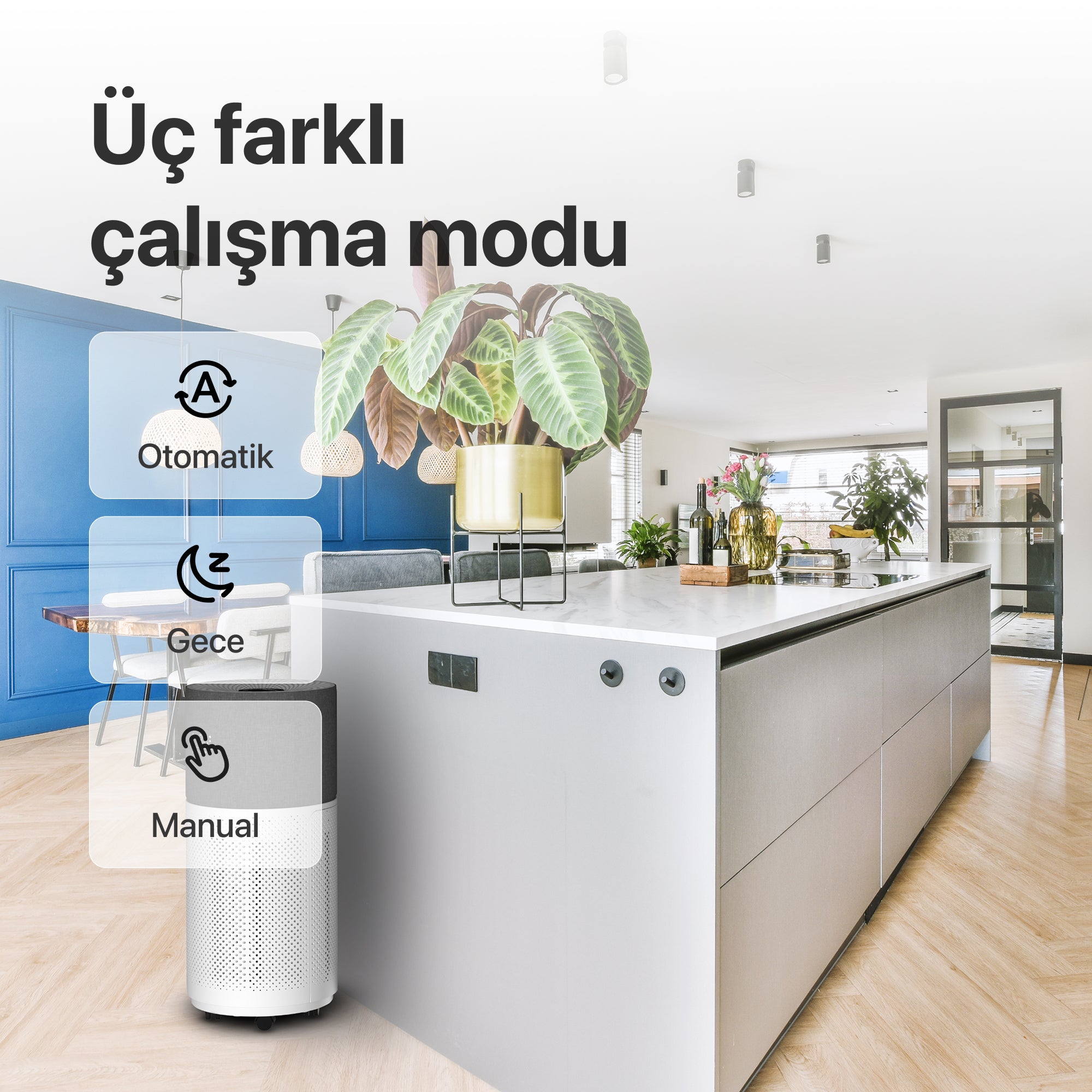 Gri Akıllı Hava Temizleyici | Xenon Smart