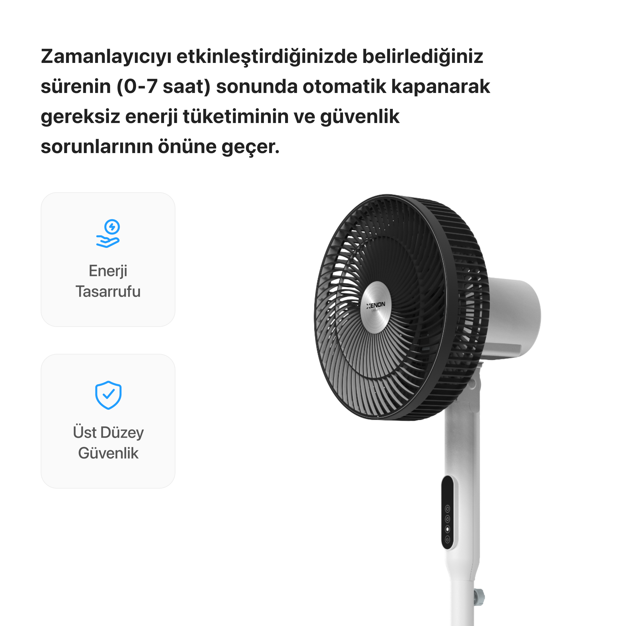Akıllı Vantilatör | 60W, Mobil Kontrol, Wifi, Kumandalı, 3 Kademeli, Sesli, Ayaklı Vantilatör (X7430)