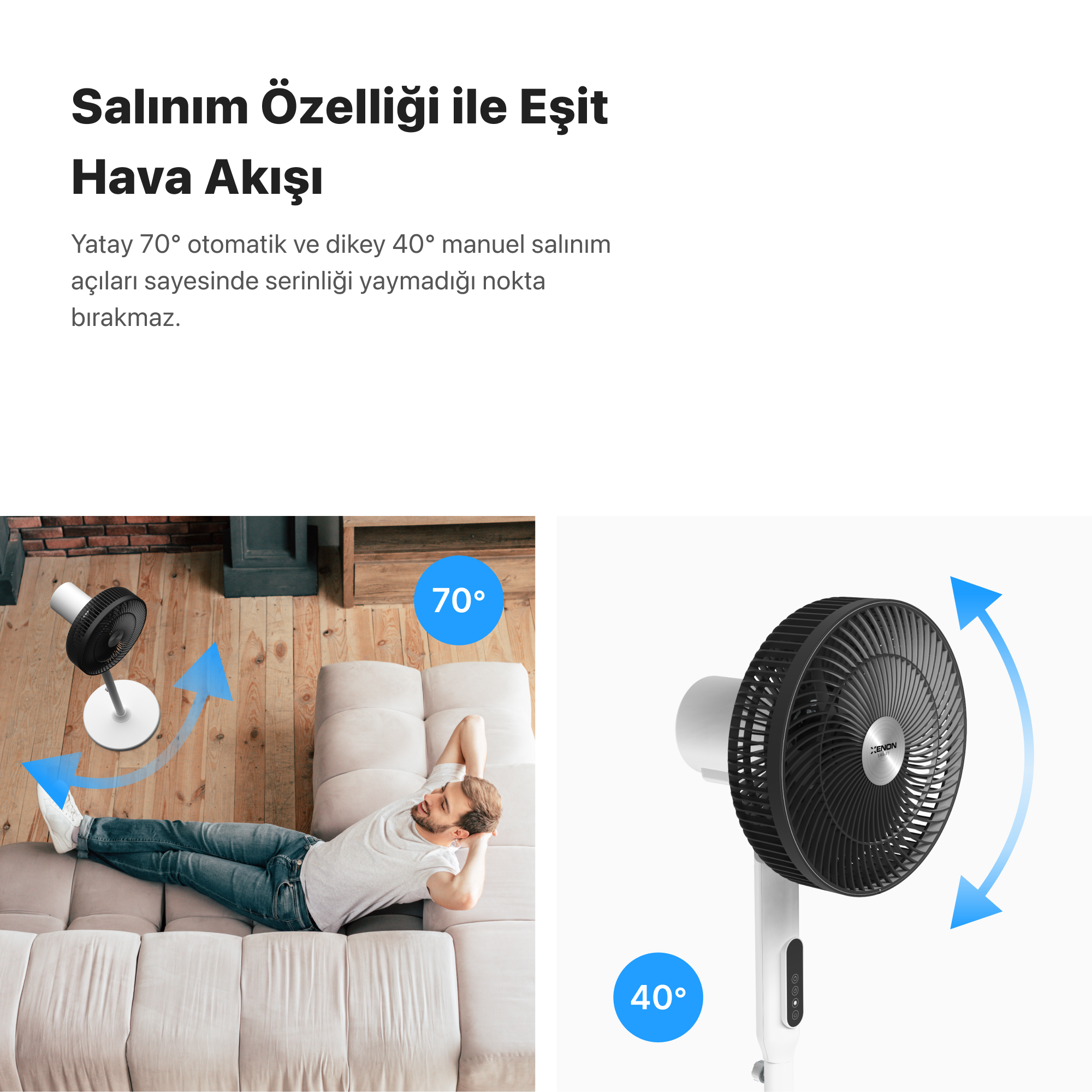 Akıllı Vantilatör | 60W, Mobil Kontrol, Wifi, Kumandalı, 3 Kademeli, Sesli, Ayaklı Vantilatör (X7430)