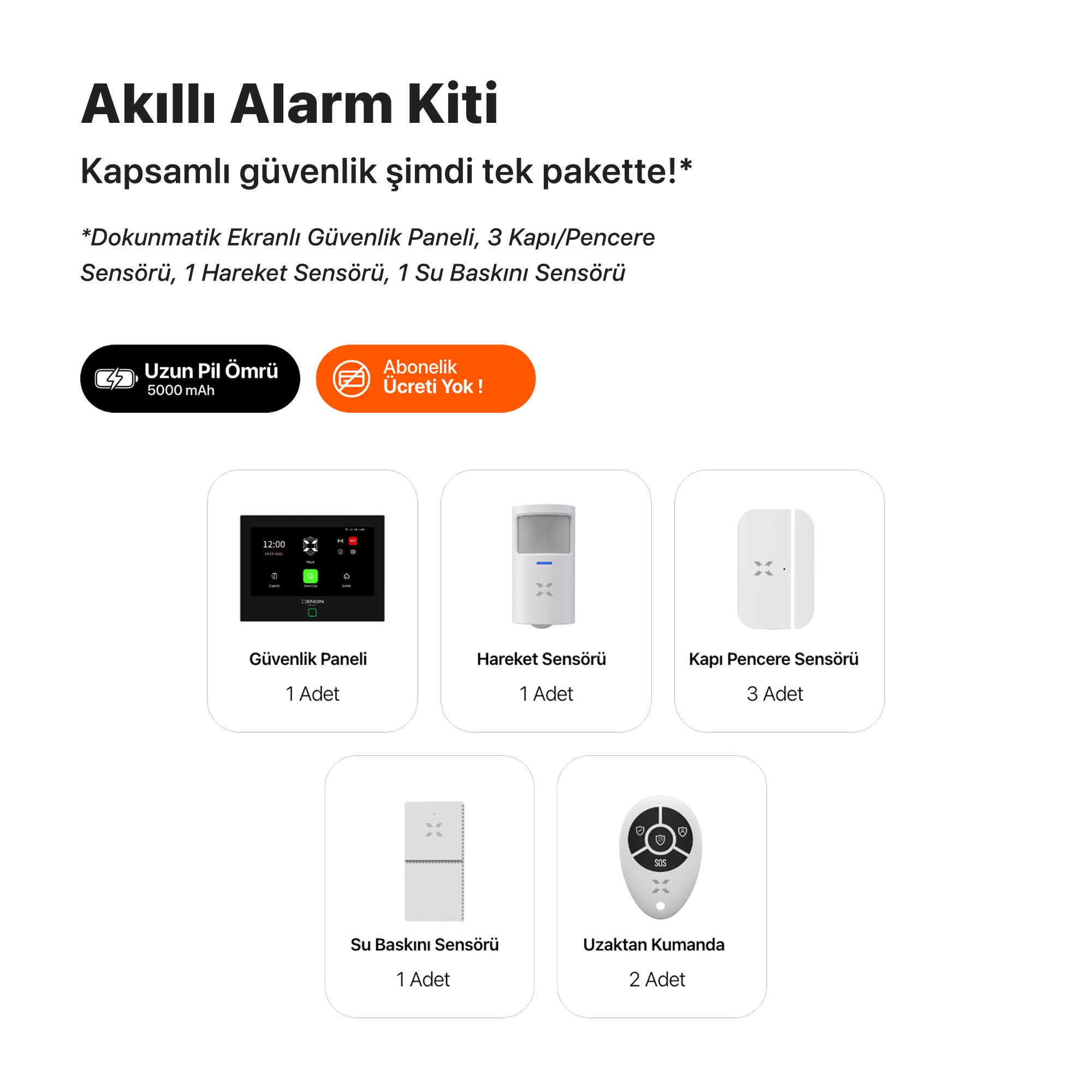 Ev Güvenlik Sistemi | Panel ve Mobil Kontrollü, Hırsız Alarm Kiti, Kablosuz, Sirenli (X7570)