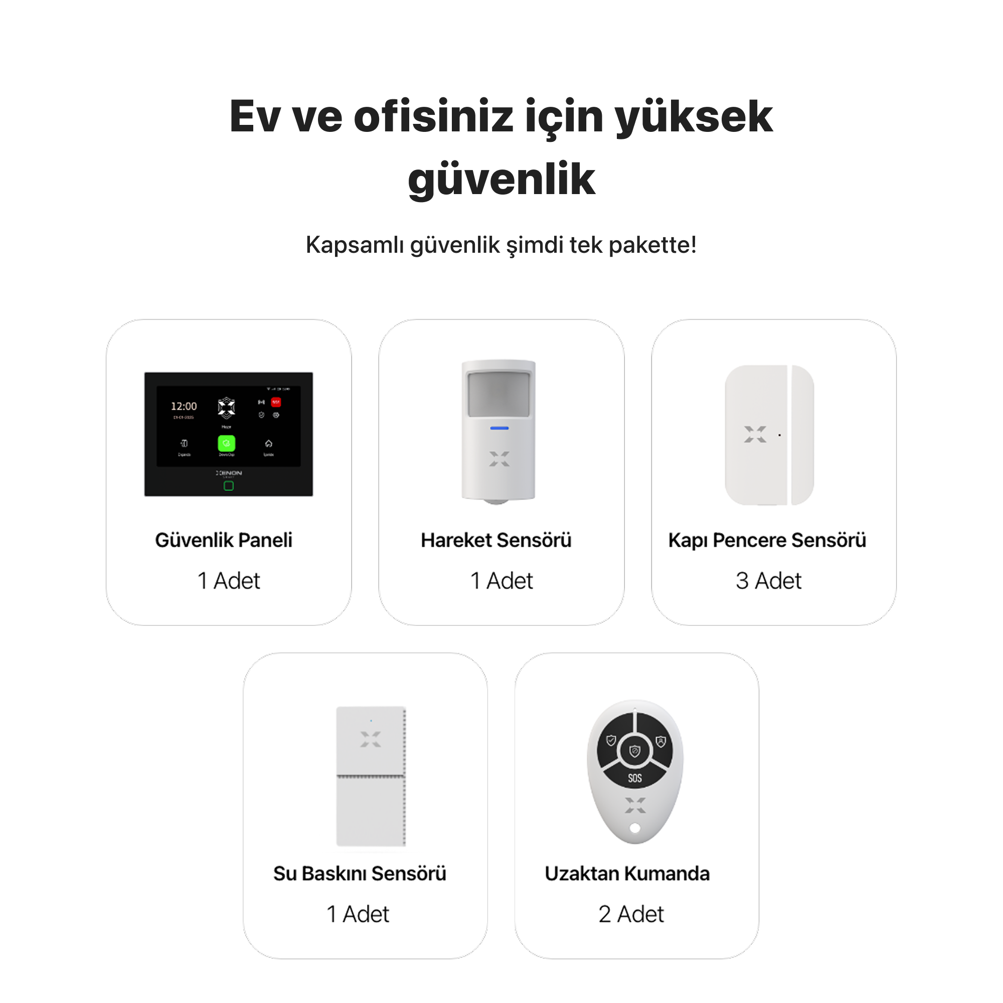 Ev Güvenlik Sistemi | Panel ve Mobil Kontrollü, Hırsız Alarm Kiti, Kablosuz, Sirenli (X7570)