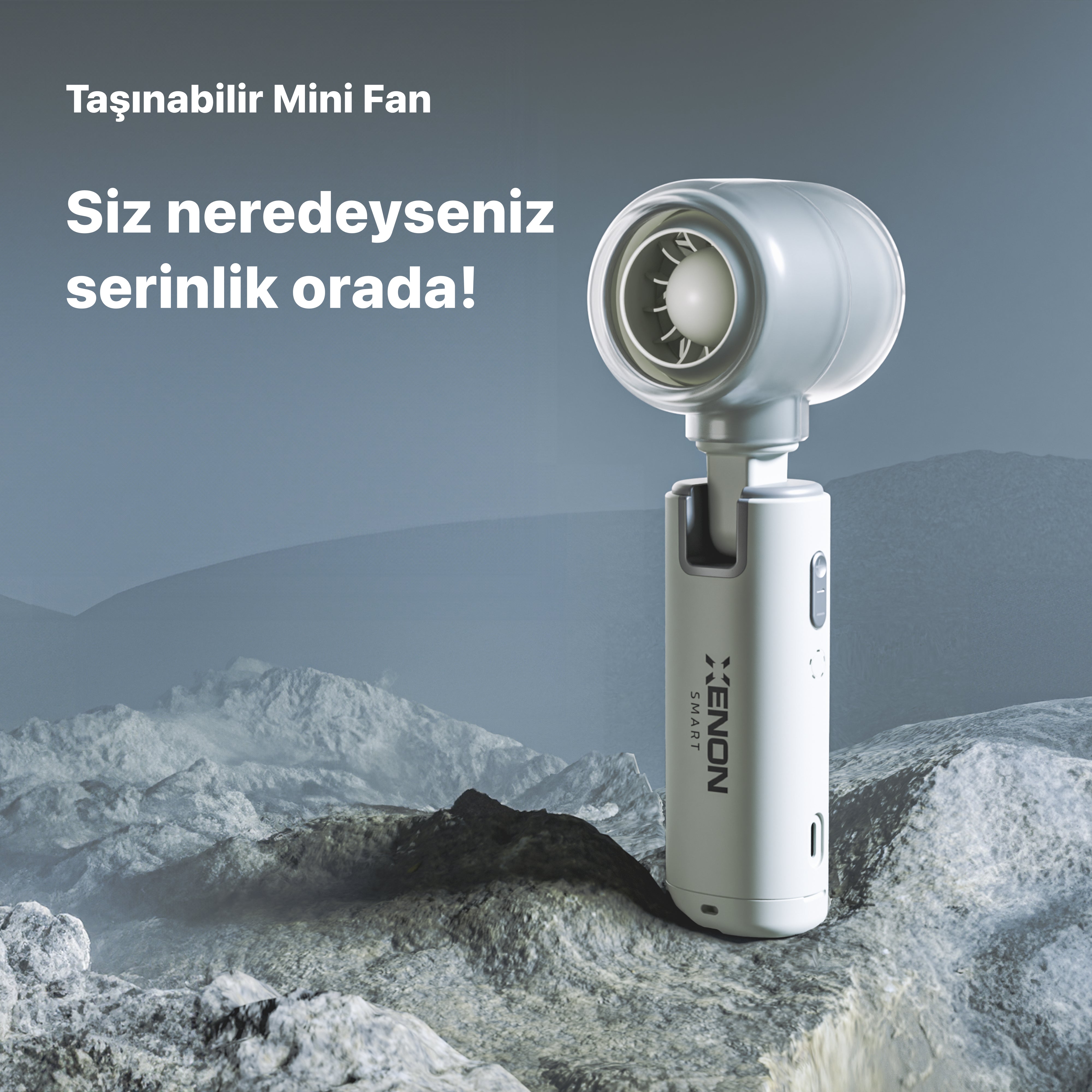 El Fanı | Taşınabilir, 14000 RPM, 7 Saat Şarjlı, 5 Kademe, Mini Vantilatör, (X6101)