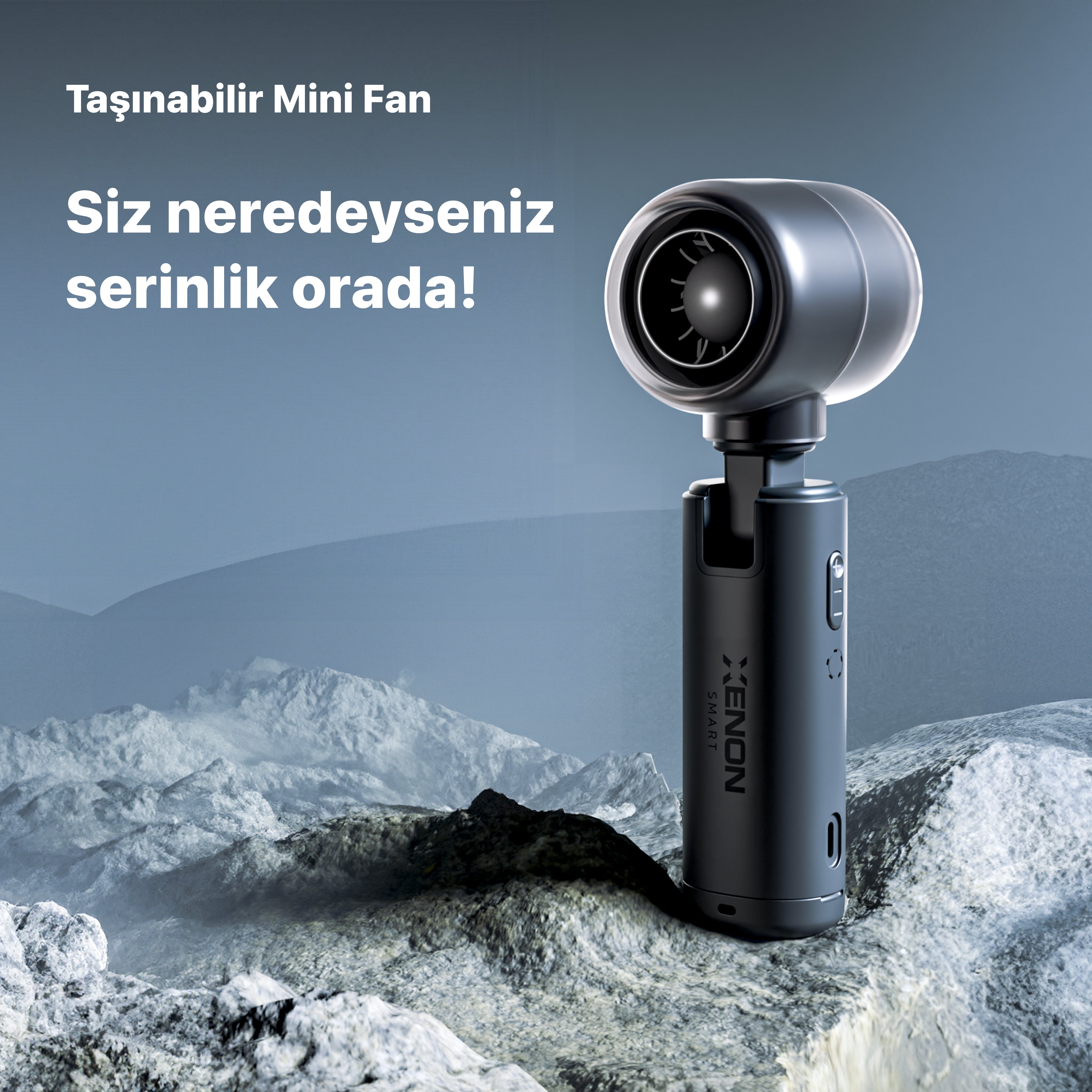 El Fanı | Taşınabilir, 14000 RPM, 7 Saat Şarjlı, 5 Kademe, Mini Vantilatör, (X6101)