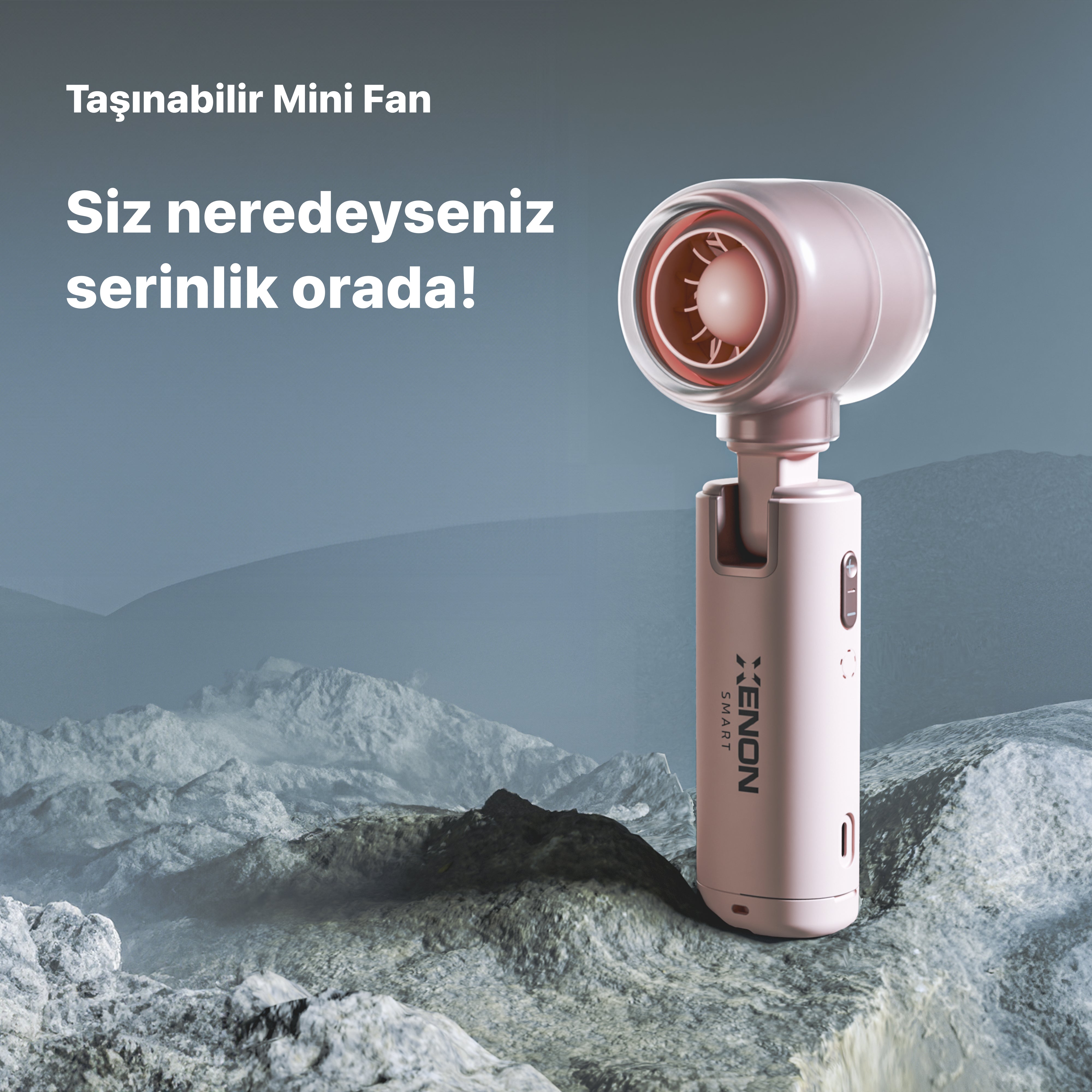 El Fanı | Taşınabilir, 14000 RPM, 7 Saat Şarjlı, 5 Kademe, Mini Vantilatör, (X6101)