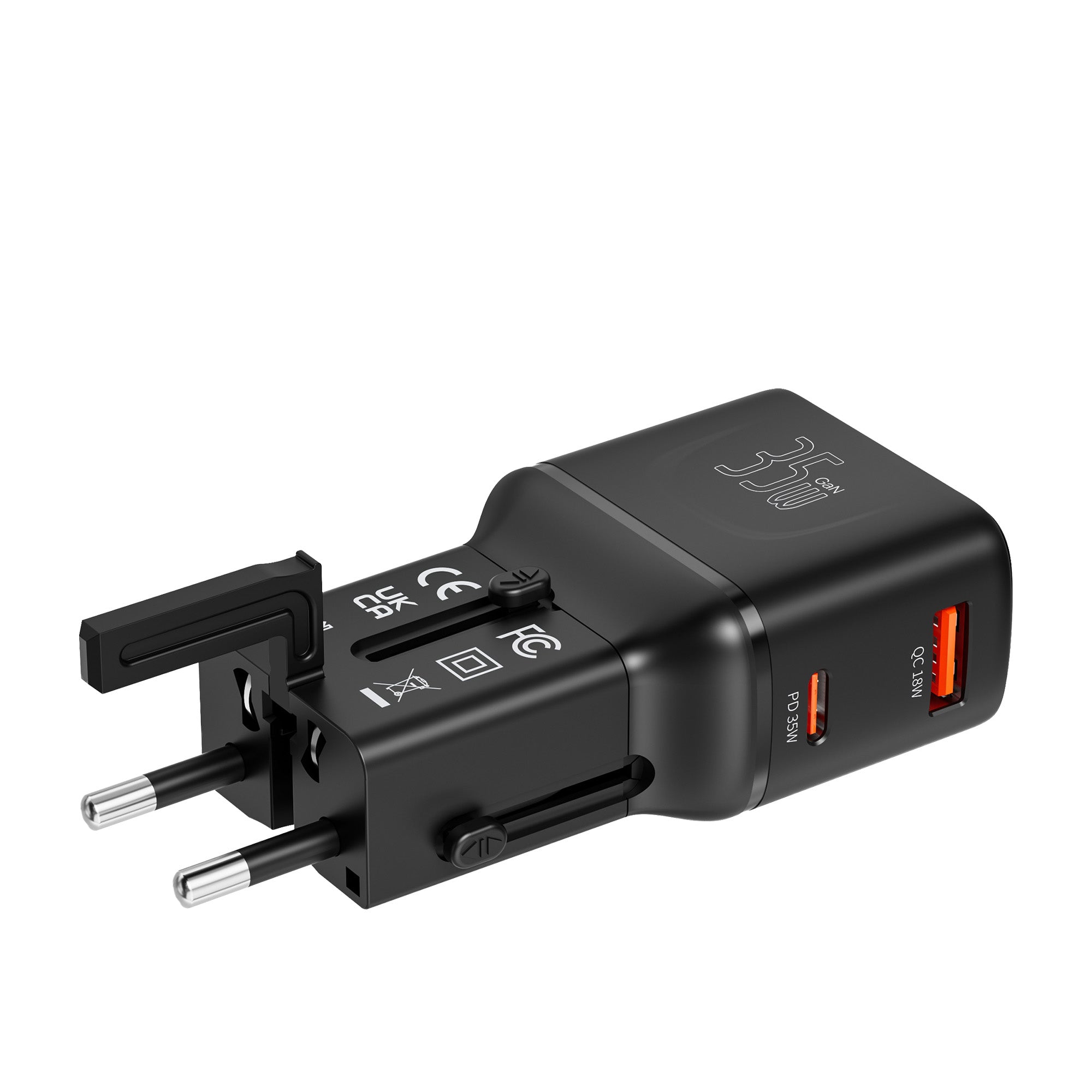 Priz Dönüştürücü | 35W GaN Hızlı Şarj, 200+ Ülke, USB-C & USB-A, PD PPS, Seyahat Adaptörü (X6407)