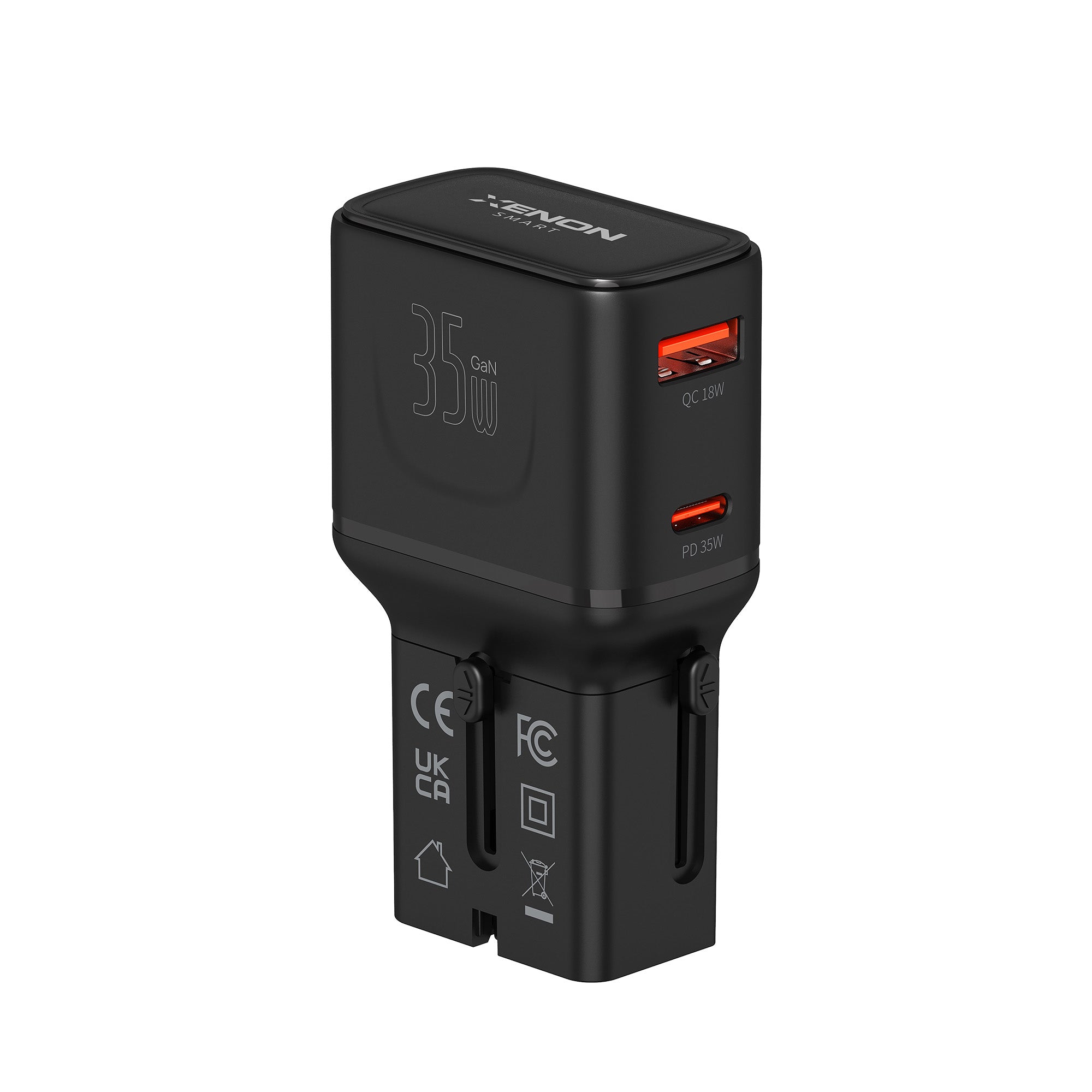 Priz Dönüştürücü | 35W GaN Hızlı Şarj, 200+ Ülke, USB-C & USB-A, PD PPS, Seyahat Adaptörü (X6407)