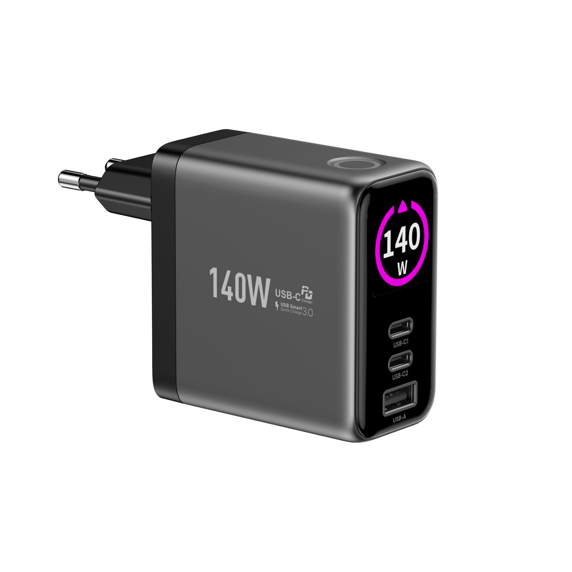Hızlı Şarj Adaptörü | 140W GaN, 2x USB-C & USB-A Çıkışı, PD PPS