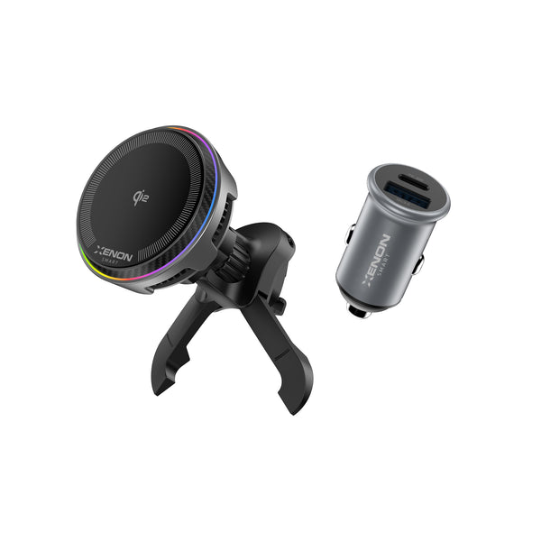 Qi2 Kablosuz Araç Şarjı ve Tutucu | 15W, Aktif Soğutma Fanı, 48W Hızlı Şarj Adaptörü, 360° (X6416)