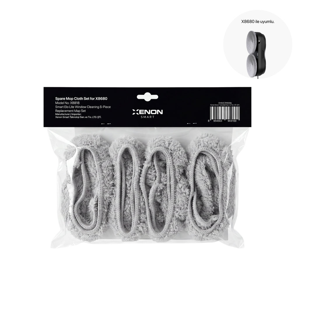 Elo Lite Cam Silme Robotu Yedek Mop | 8 Adet Mikrofiber Yedek Mop (X8680 Uyumlu)