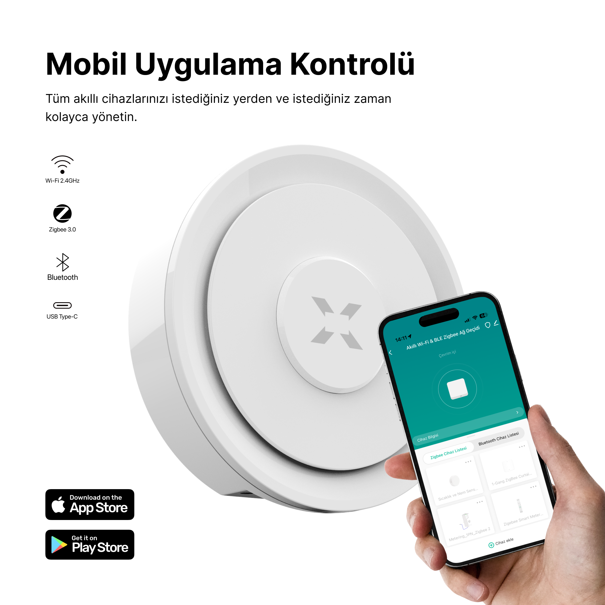 Akıllı Motorlu Kapı Kilidi, Zigbee & Wi-Fi Ağ Geçidi Seti