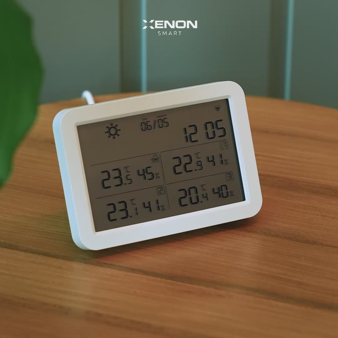 Videoyu yükle: Dijital Termometre (Monitörlü) | 4 Bölge Takipli İç-Dış Mekan, WiFi, Akıllı İklim Sensörü (X7510)