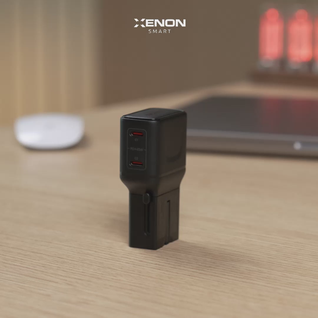 Videoyu yükle: Priz Dönüştürücü | 45W GaN Hızlı Şarj, 200+ Ülke, 2x USB-C, PD PPS, Seyahat Adaptörü (X6409)