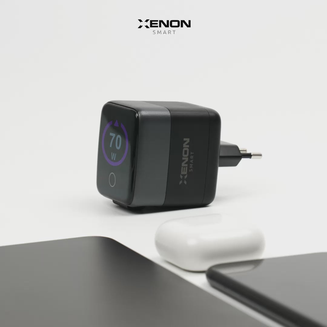 Videoyu yükle: Hızlı Şarj Adaptörü | 70W, GaN, USB-C &amp; USB-A, Dahili Type-C Kablo, PD PPS, Dijital Ekran (X6413)